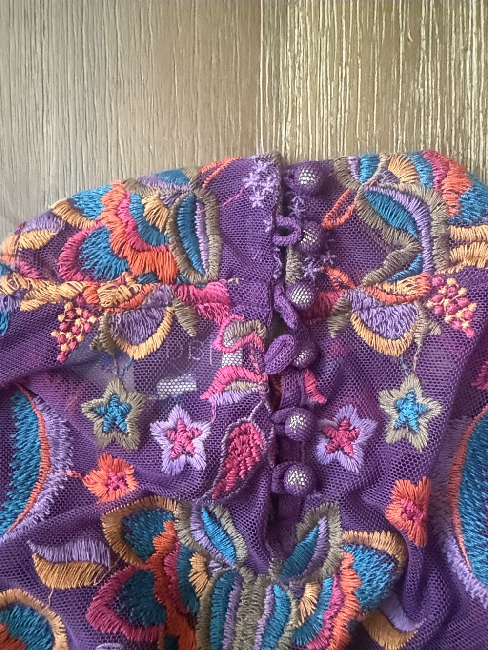 Jonny Was Jade Multicolor Rebecca Embroidered Purple Blouse - Picture 5 of 14